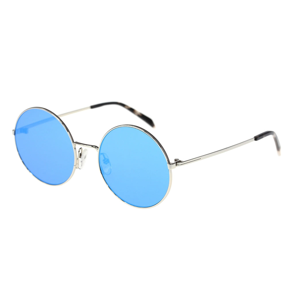 MYTH Greece  CIR ZERO Round
retro round sunglasses blue mirrored, thin metal frame sunglasses with adjustable nose pad, sunglasses in 70s
