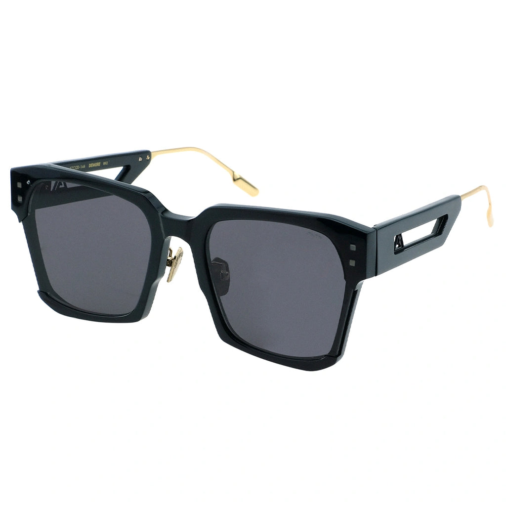 MYTH GREECE DEMURE oversiezd square mens and womens sunglasses dark lens black frame in mixed acetate and metal material with adjustable nose pad. 