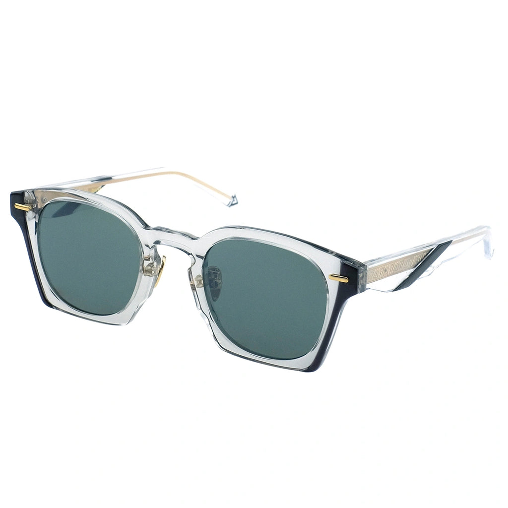 MYTH GREECE TEMPERA square clear sunglasses green lens crystal and metal frame with adjustable nose pad, woman and man sunglasses