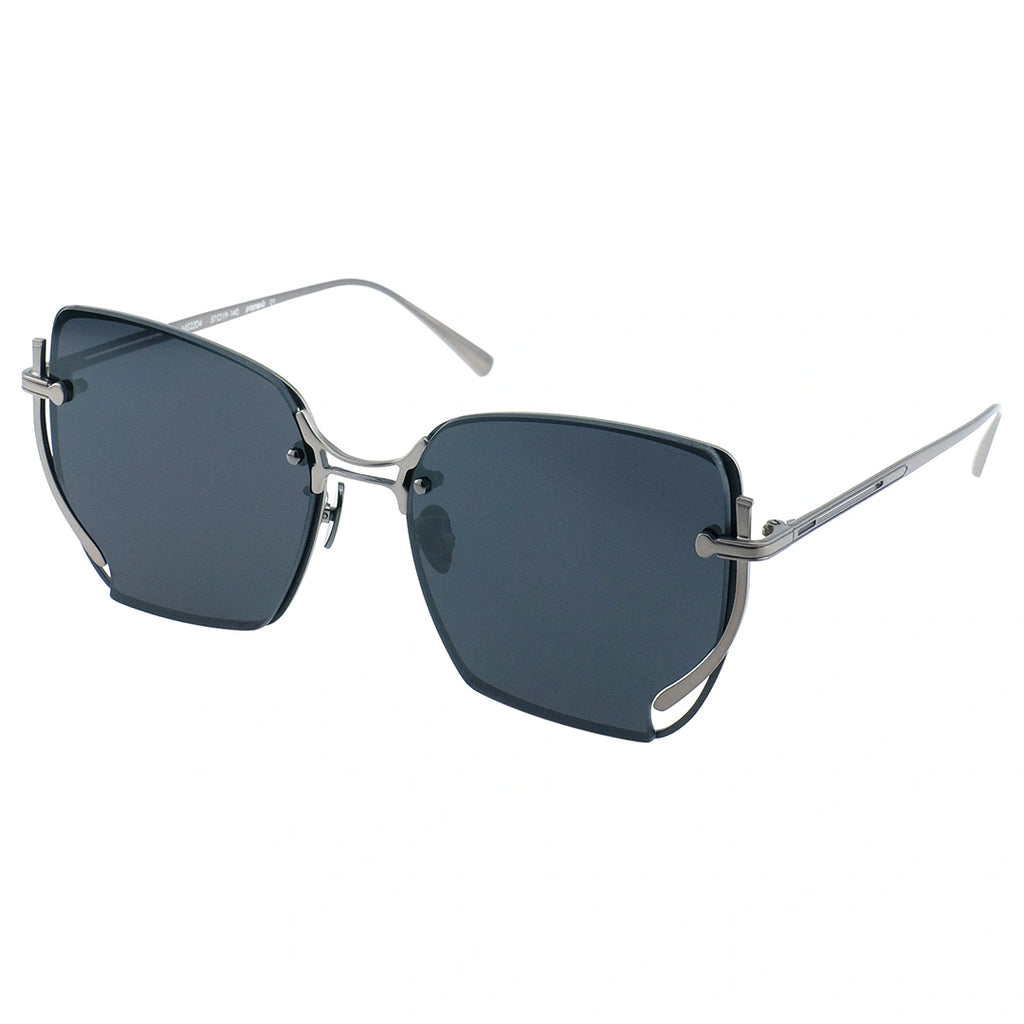 MYTH GREECE μορφώ square sunglasses blue grey lens thin silver metal frames with adjustable nose pad unique bridge design for mens and womens